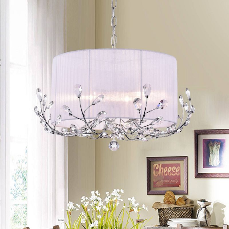 21&#34; x 21&#34; x 12&#34; Robin Crystal Chandelier White/Silver - Warehouse of Tiffany, 3 of 5