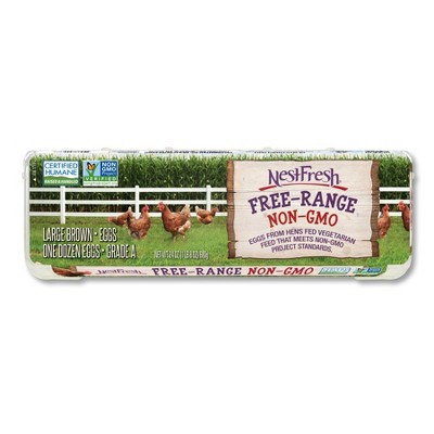 NestFresh Non-GMO Free-Range Grade A Large Brown Eggs - 12ct