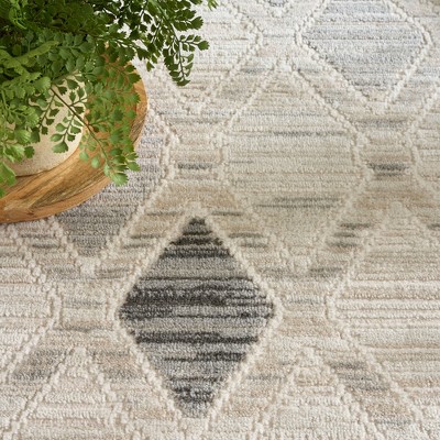 Gray and Beige Geometric Synthetic Indoor Area Rug 7'10" x 9'10"