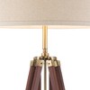 Possini Euro Design Serveyor Modern 57 1/2" Tall Tripod Floor Lamp Smart Socket Cherry Wood Brass Adjustable Beige Shade for Living Room - 3 of 4
