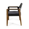 GDFStudio Osean Outdoor Iron and Acacia Wood Club Chairs and Cushion (Set of 4) - 4 of 4