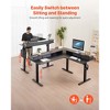 VEVOR L Shaped Desk, Electric Adjustable Height Corner Gaming Desk with CPU Stands, Dual Hooks and Fabric Drawers, L-Shaped Computer Table, Black - 3 of 4