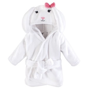 Hudson Baby Infant Plush Animal Face Bathrobe, Bunny, 0-9 Months - 1 of 1