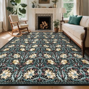 COZONY Washable Runner Rug, Non-Slip Low Pile Hallway Carpet Mat with Vintage Floral Print for Kitchen, Bathroom, Entryway - 1 of 4