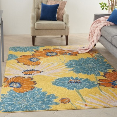 Allur Sunshine Floral 4' x 6' Synthetic Easy-Care Area Rug