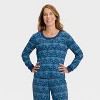 Women's Hanukkah Ribbed Long Sleeve Shirt and Pants Holiday Matching Family Pajama Set - Wondershop™ Blue - 3 of 4