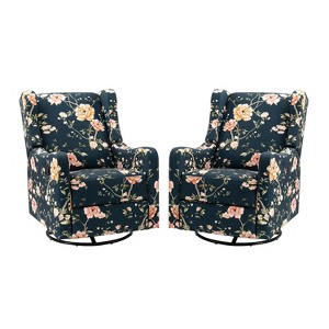 Set of 2 Bernd Comfy Manual Swivel Glider Recliner with Built-in S-spring and Metal Base | KARAT HOME - 1 of 4