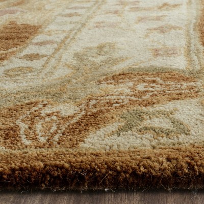 Heirloom Washable Hand-Tufted Wool Square Rug in Brown & Beige