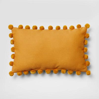 Oblong Pom-Pom Throw Pillow Yellow - Pillowfort™