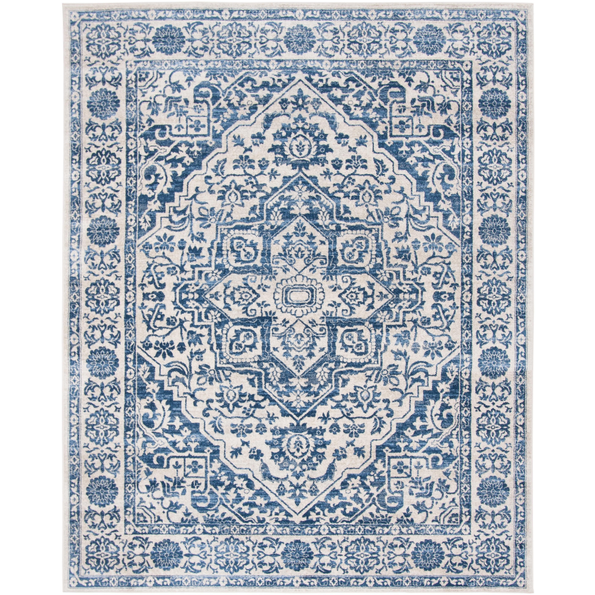 Brentwood BNT832 Power Loomed Indoor Area Rug - Navy/Light Grey - 8'x10' - Safavieh