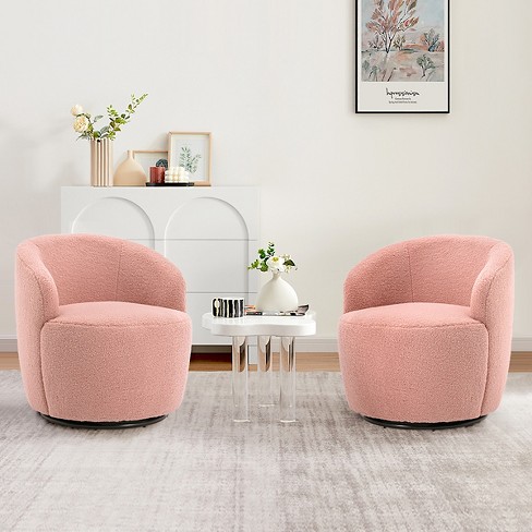 Pink velvet chair discount swivel