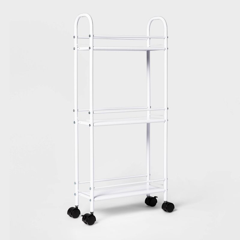 Narrow Storage Cart White - Room Essentials&#8482;: Rolling Utility, Bathroom Organizer, Dorm Essential, 3 Shelves, Powder-Coated Steel, 4 of 12