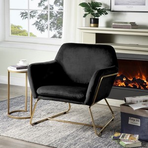 CAVINAS Velvet Accent Chair with Mid-Height Backrest and Metal Base,Modern Upholstered Living Room Chairs,Reading Chairs for Living Room - 1 of 4