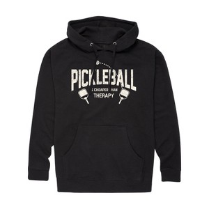 Men's - Instant Message - Pickleball Cheaper Than Therapy Graphic Fleece Pullover Hoodie - 1 of 4