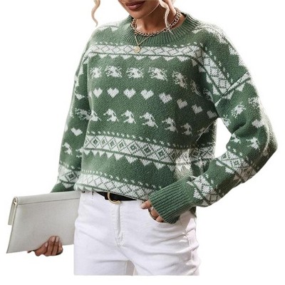 Women's Sweater Festive Knitted Christmas Sweater Snowflake Pullover