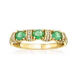 Ross-Simons 0.40 ct. t.w. Emerald Ring With Diamonds in 10kt Yellow Gold - 1 of 4