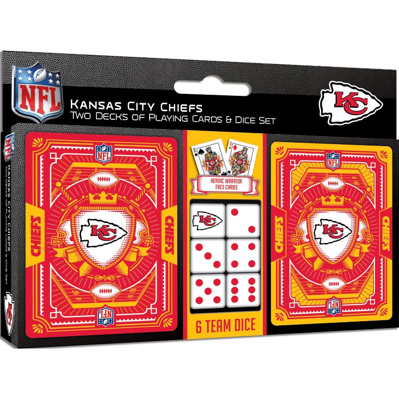 MasterPieces Officially Licensed NFL Kansas City Chiefs 2-Pack Playing cards & Dice set for Adults, 2 of 6