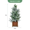 Mini Prelit Snow Flocked Artificial Christmas Tree, Small Potted Xmas Tree ,   Wooden Brown Pot, - 2 of 4