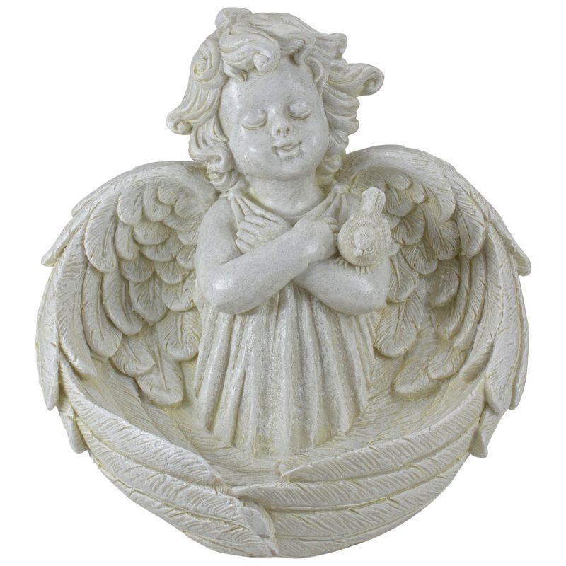 Northlight 9" Cherub Angel Wings Bird Feeder Outdoor Garden Statue, 1 of 6