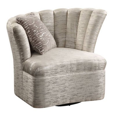 Athalia 42" Beige Wood Barrel Swivel Chair