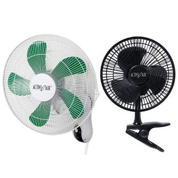 Active Air 16-Inch 3-Speed Mountable Oscillating Hydroponic Grow Fan and 8-Inch Clip-On 7.5W Brushless Motor Hydroponic Garden Grow Fan