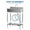 Stainless Steel Utility Sink , Free Standing Single Bowl Sink With 360°Rotating Faucet, Hot and Cold Water Pipes - 3 of 4