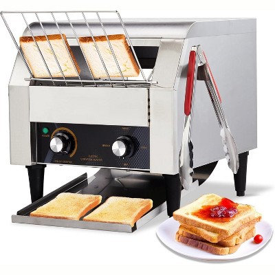 ROVSUN Commercial Conveyor Toaster, 150 Slices/Hour, Stainless Steel Bread Oven with Two Outlet Modes, 110V 1300W-Perfect for Commercial and Home Use