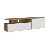 Vynxaria Contemporary Floating 63" Wide TV Stand in Natural Oak and White with Two Cabinets, Six Shelves, and Cable Management - 2 of 4
