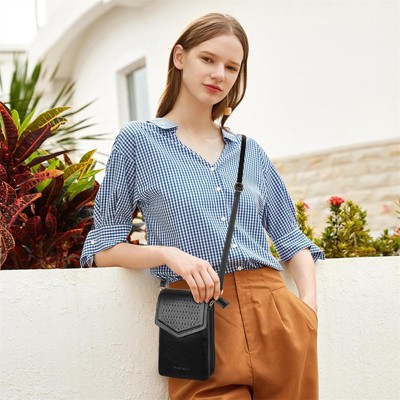 FATMOON Small Crossbody Bags for Women Cell Phone Purse Leather Triple Compartment Handbags Wallet Purses with Card Slots