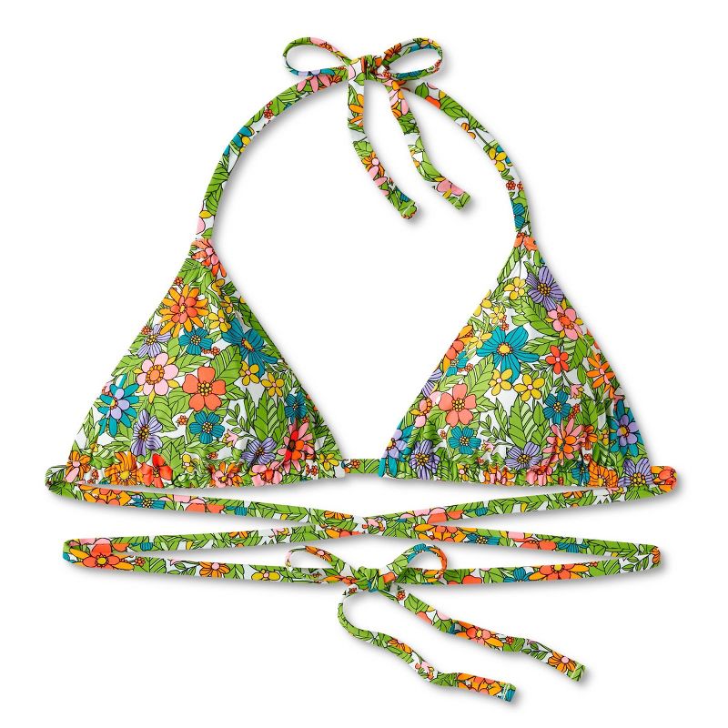 Women's Triangle Wrap Bikini Top - Wild Fable™ Multi Floral Print, 4 of 12