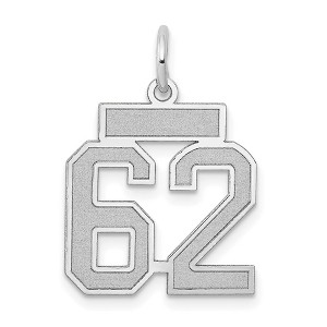 Black Bow Jewelry 14k White Gold, Jersey Collection, Small Number 62 Pendant - 1 of 4