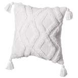 Deerlux 16" Handwoven Cotton Throw Pillow Cover with White Tufted Patterns and Tassel Corners