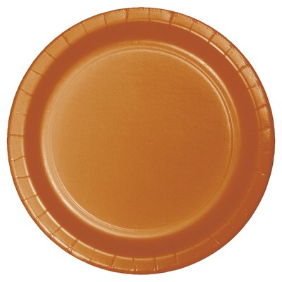 Pumpkin Spice Orange 9" Paper Plates - 24ct