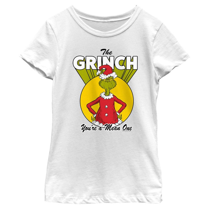 Girl's Dr. Seuss Christmas The Grinch You're a Mean One T-Shirt, 1 of 5