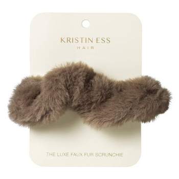 Kristin Ess Faux Fur Hair Scrunchie - Brown