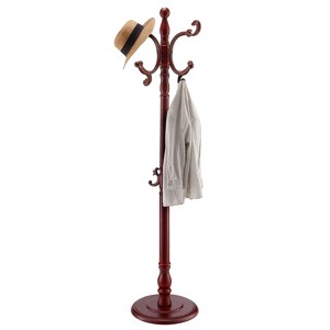 VEVOR Coat Rack Freestanding, Wooden Coats Rack Stand with Weighted Base & 11 Hooks, Free Standing Hall Coat Tree for Entryway, Bedroom, Brown - 1 of 4