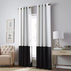 1pc 52"x120" Light Filtering Kendall Lined Window Curtain Panel White/Gray - Window Curtainworks