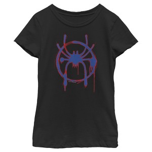 Girl's Marvel Spider-Man: Into the Spider-Verse  Spray Paint Logo T-Shirt - 1 of 3
