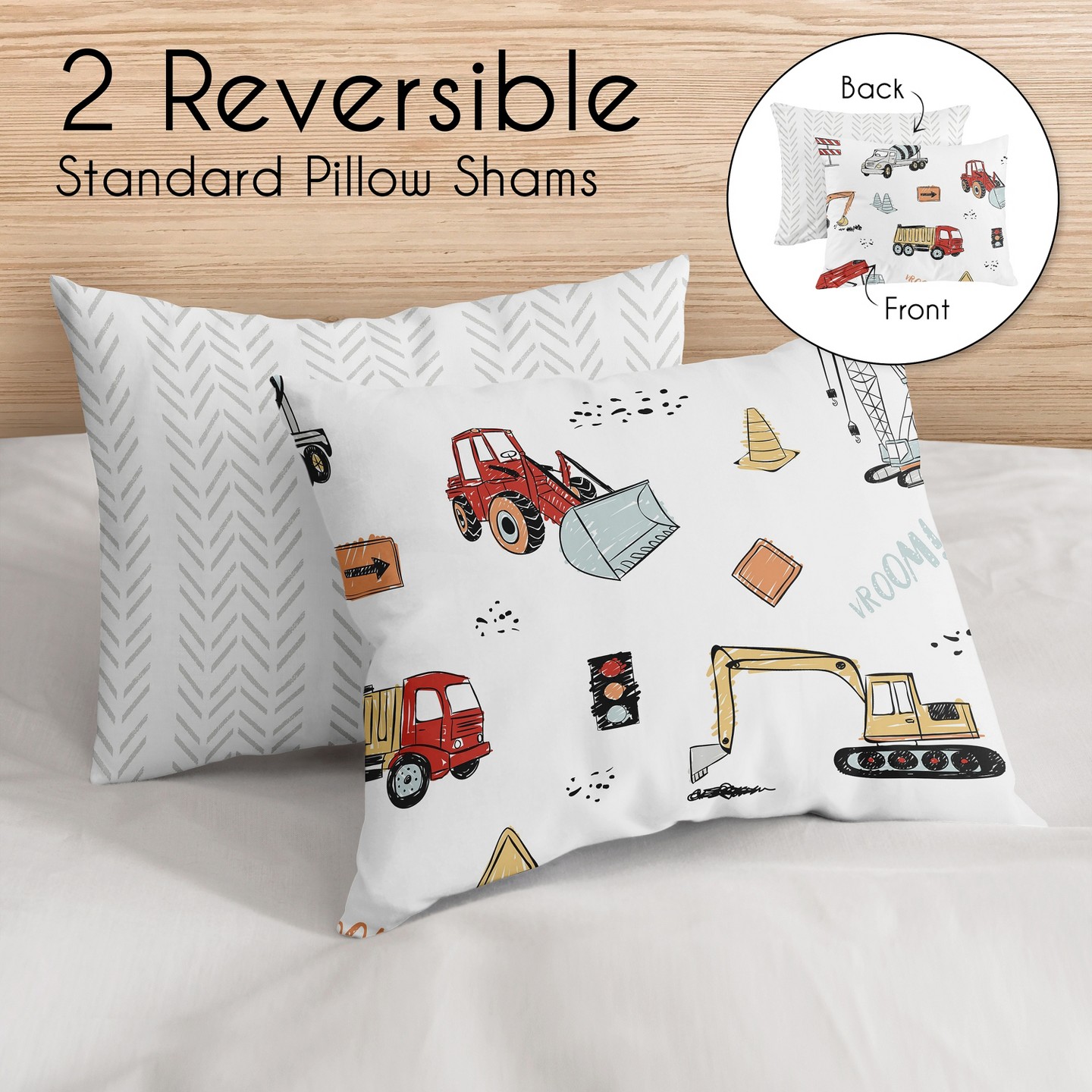Постельное бельё Sweet Jojo Designs Full/Queen Comforter Bedding Set Construction Truck Red Blue and Grey 3pc, цвет: Красный — фото 5