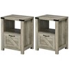 HOMCOM Farmhouse Side Table with 1 Drawer, 1 Open Shelf and Tabletop for Living Room, Set of 2, Gray Oak - 4 of 4