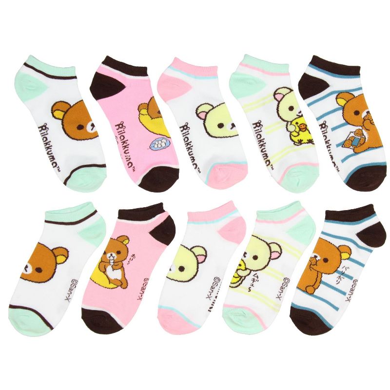 San-x Rilakkuma Bears Character Ankle No-Show Socks 5 PK Multicoloured, 2 of 4