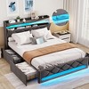 Bed Frame with 4 Drawers and Storage Headboard, Upholstered Platform Bed - 4 of 4