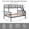 INFURNIC Beds Twin Over Full Bunk Bed with Guardrails Sturdy Wooden Frame and Ladder for Kids Teens, Grey, 78.35"*59.06"*61.81" - 4 of 4
