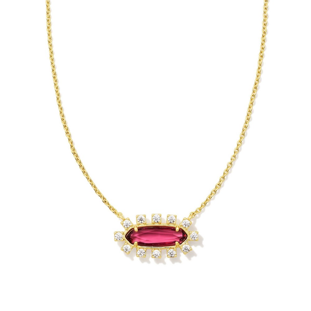 Kendra Scott Eva Framed Pendant Necklace - Red Glass