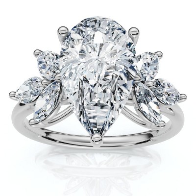 Pompeii3 Certified 3.20Ct Rayuka Pear Diamond Engagement Ring 14k Gold or Pt Lab Created
