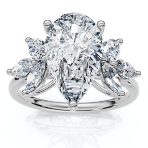 Pompeii3 Certified 3.20Ct Rayuka Pear Diamond Engagement Ring 14k Gold or Pt Lab Created - 1 of 4