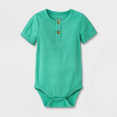 Image of Baby Boys' Rib Henley Bodysuit - Cat & Jack™ Light Green 0-3M