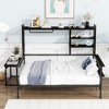 ALEXOUN Metal Bed with Movable Desk,Metal Day Bed Frame with Metal Grid & Clothes Hanger,Space Saving,No Box Spring Needed - 2 of 4