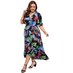 Wrap Midi Dresses A-Line Flare Casual Short Dresses - 1 of 1