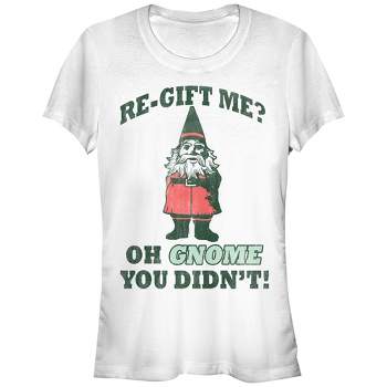 Juniors Womens CHIN UP Christmas Re-Gift Gnome T-Shirt